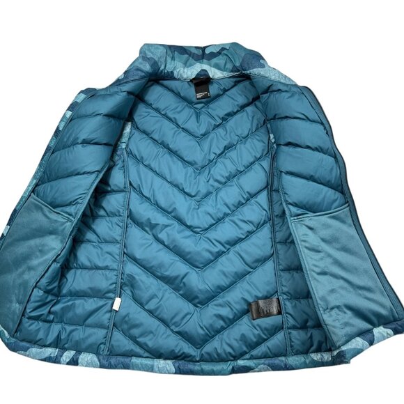 The North Face Womens 550 Fill Alpz Blue Camo Goose Down Vest Size Medium - Picture 5 of 14